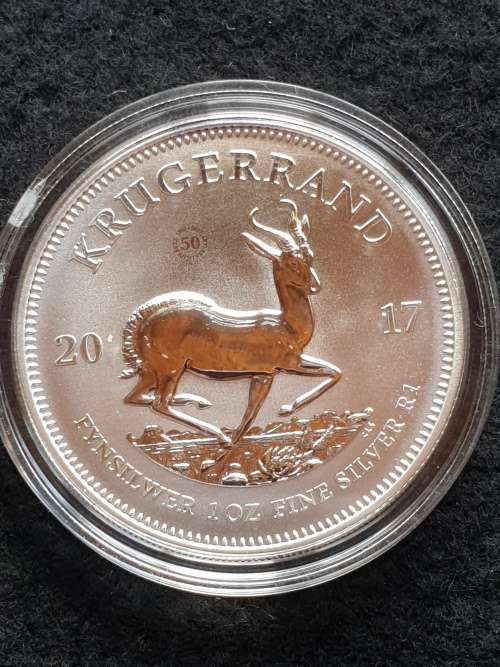 2017 1oz FINE SILVER KRUGERRAND -PREMIUM UNCIRCULATED WITH 50 YEARS PRIVY - IN CAPSULE WITH C0A