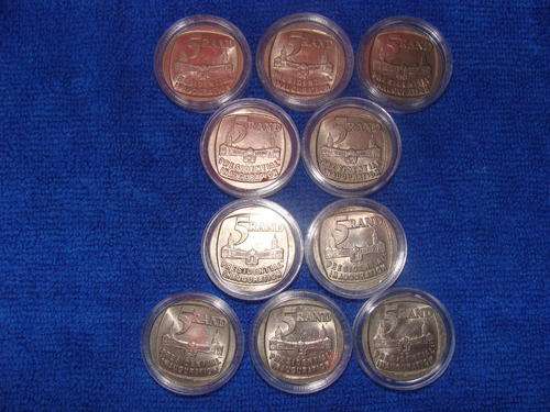 10 CICULATED PRESIDENTIAL INAUGURATION R5 COINS IN COIN HOLDERS