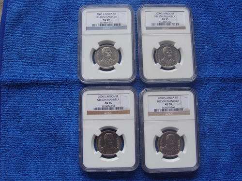 2000 NELSON MANDELA R5 AU COIN SET AU 50 53 55 58 .BIDS ARE FOR ALL 4 COINS