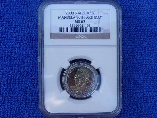 2008 NELSON MANDELA 90TH BIRTHDAY R5 NGC GRADED MS 67 SCARCE HIGH GRADE!!