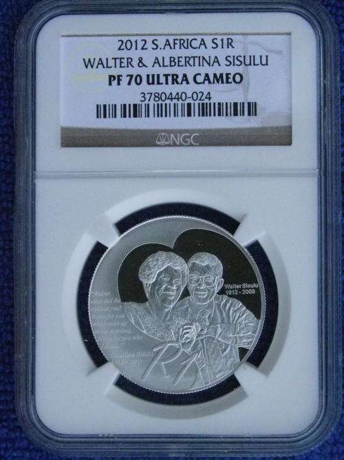 2012 STERLING SILVER R1.WALTER AND ALBERTINA SISULU.PF70 UC
