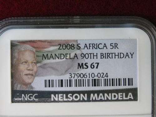 2008 NELSON MANDELA 90TH BIRTHDAY R5 NGC GRADED MS 67 SCARCE HIGH GRADE!!