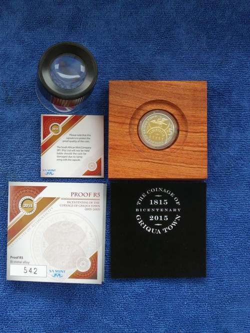 BICENTENNIAL OF THE COINAGE OF GRIQUA TOWN  PROOF R5  LIMITED EDITION
