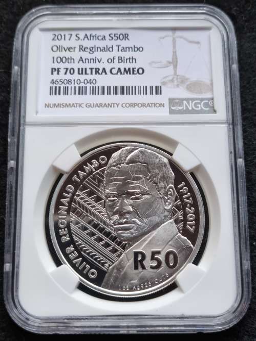 2017 SOUTH AFRICA SILVER R50 -OLIVER TAMBO 100th ANNIVERSARY OF BIRTH- NGC PF70 ULTRA CAMEO