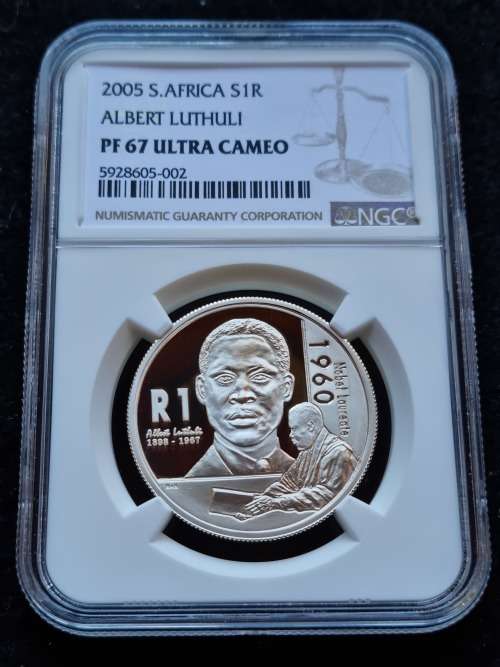 2005 SILVER R1 -ALBERT LUTHULI- NGC GRADED PF67 ULTRA CAMEO