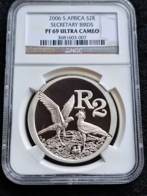 2006 SOUTH AFRICA SILVER PROOF R2 -SECRETARY BIRDS-   NGC GRADED PF69 ULTRA CAMEO