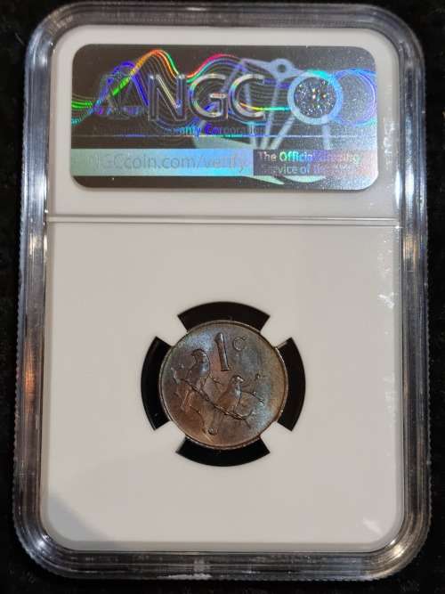 1965 SOUTH AFRICA ONE CENT - ENGLISH UNCIRCULATED- NGC GRADED MS64  BROWN. **CV IN UNGRADED R2000**