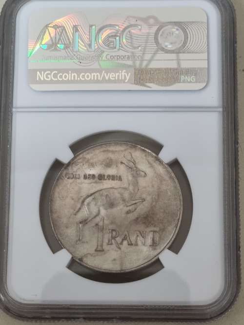 1966 SOUTH AFRICA SILVER ONE RAND - AFRIKAANS- NGC GRADED MS63