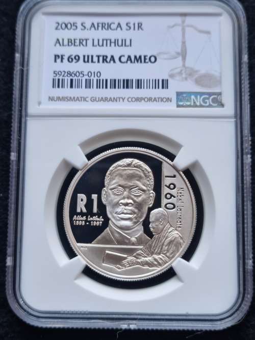2005 SILVER R1 -ALBERT LUTHULI- NGC GRADED PF69 ULTRA CAMEO