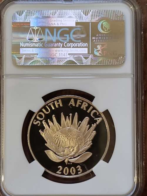 2003 SOUTH AFRICA SILVER R1  -PROTEA SERIES -CRICKET- NGC GRADED PROOF 69 ULTRA CAMEO