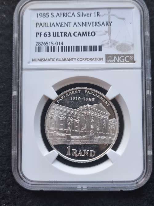 1985 SILVER R1 -PARLIAMENT ANNIVERSARY-  NGC GRADED PF63 ULTRA CAMEO