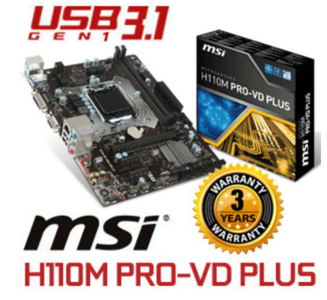 Home Components Motherboards Intel Motherboards Item#: MSI H110M PRO-VD PLUS MSI H110M PRO VD PLUS U