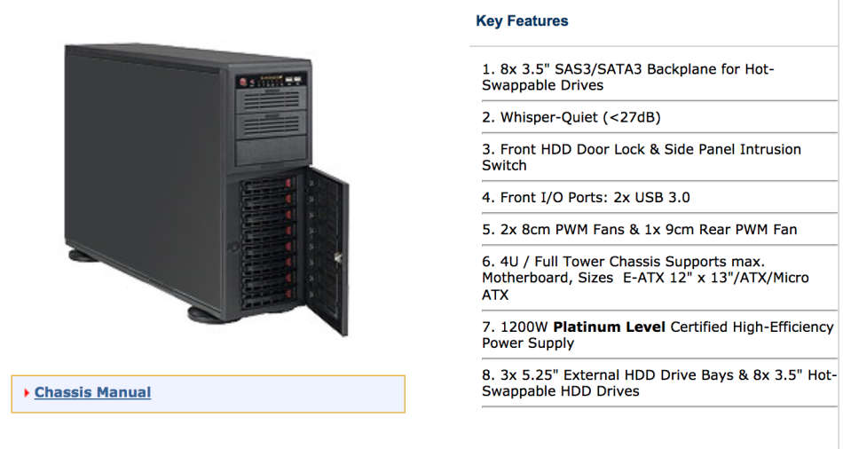 SERVER SUPERMICRO SuperWorkstation 7049A-T SERVER 2 X INTEL XEON CPU E5 - 2360 V4 @ 2.2GHz