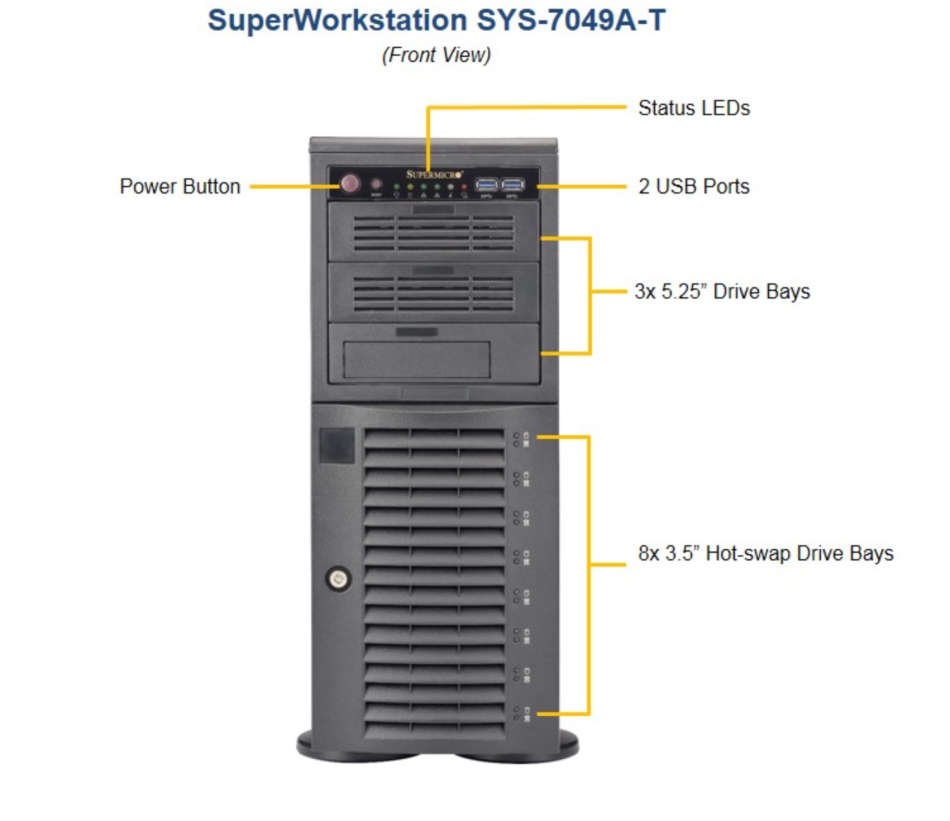 SERVER SUPERMICRO SuperWorkstation 7049A-T SERVER 2 X INTEL XEON CPU E5 - 2360 V4 @ 2.2GHz