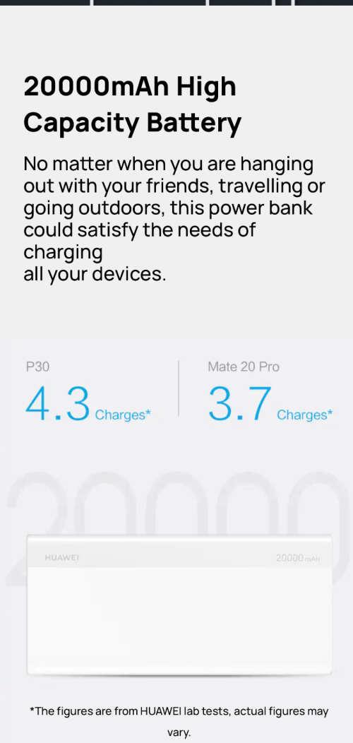 Huawei 20 000 mAhPowerbank - Huawei Quick Charge Type-C