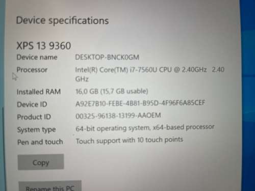 Monster Spec !!! DELL XPS 13 9360 Core i7 , 16 GB RAM , 1TB SSD , Touch Screen