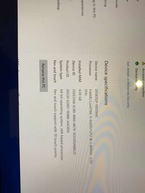 Tablet / Laptop :  MICROSOFT SURFACE PRO 4 Core i5 6th Gen 4GB RAM 128GB SSD