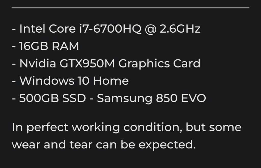 Msi Laptop i7- 6th gen preowned