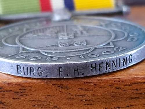 Anglo Boer War (ABO) 1899 - 1902 Medal - Burger FH Henning - Pretoria Dorp Commando