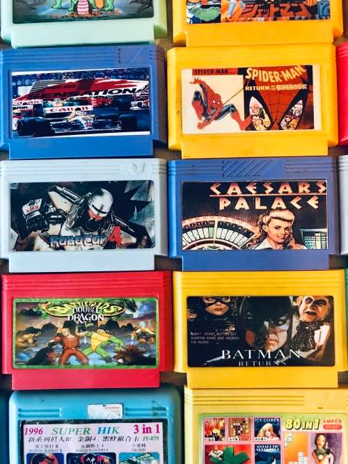 Lot of old TV game cartridges