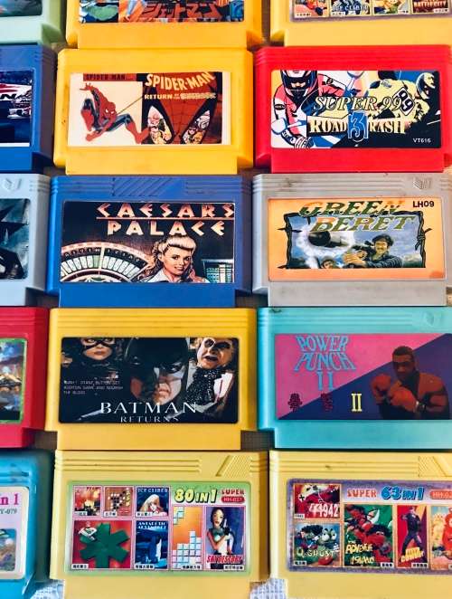 Lot of old TV game cartridges