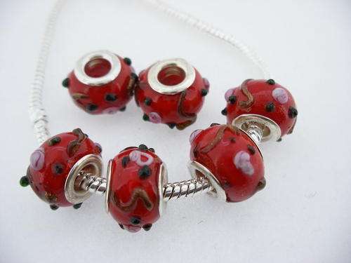 Bead, Murano Style Bead, Red - fits most European Charm Bracelets
