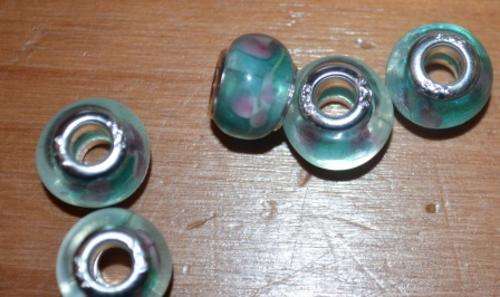 Bead, Murano Style Bead, Green- fits most European Charm Bracelets