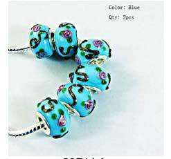 Bead, Murano Style Bead, Blue - fits most European Charm Bracelets