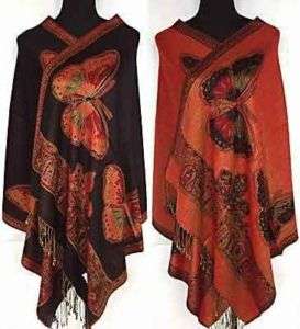 Stephanie Special Lovely Pashmina Scarf, Orange / Earthy Butterfly