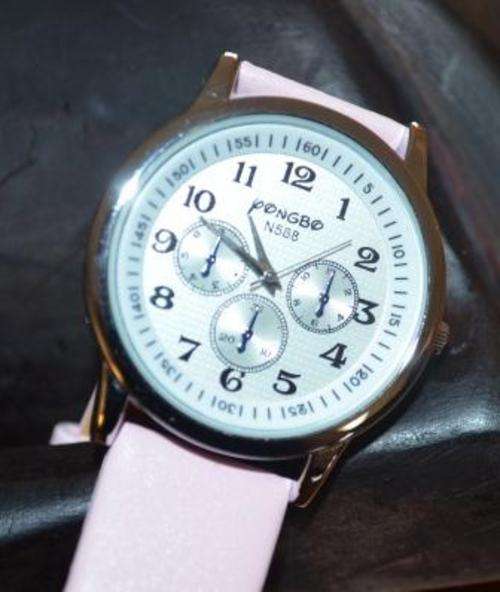 Sport Watch Pink Unisex , with Leatherette Strap