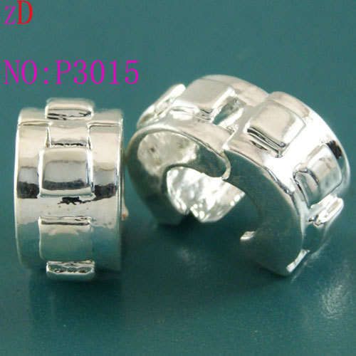 925 Sterling silver Plated Bead, Stopper Bead, Clip Lock