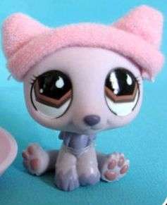 Rare, Littlest Pet Shop, Lavender Polar Bear 677 with hat