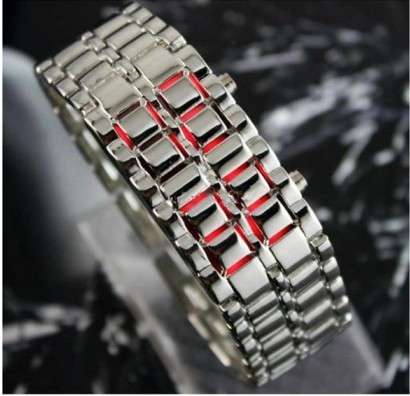 NEW, Absolutley NEW -  Silver Iron Samurai Metal LED Faceless Bracelet Watch