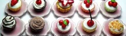 Miniature Food, Re-ment, Collectable Handmade Dollhouse Miniature Cup Cake on Plate, Set of 2