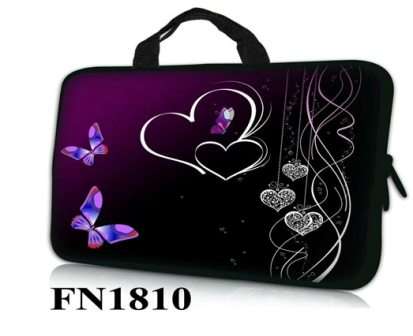Butterfly and Heart in purple tones, Laptop Sleeve, fits laptops up to 15 inch with handle