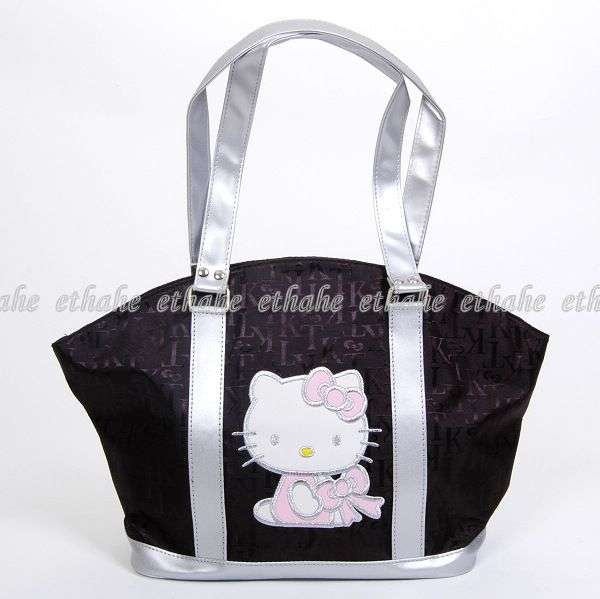 Last One !! Hello Kitty Ladies Handbag Black and silver