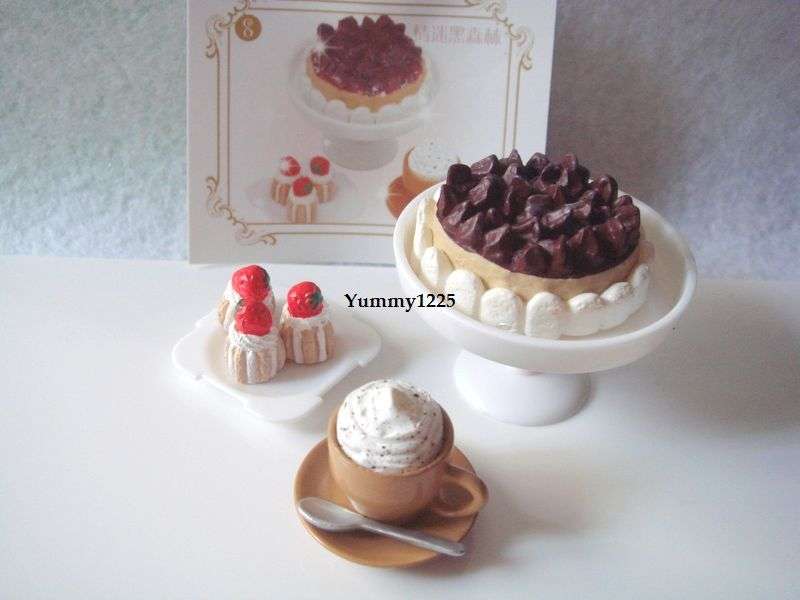 Miniature, Re-ment, Collectable Handmade Dollhouse Miniature - Black Forest Cake Set