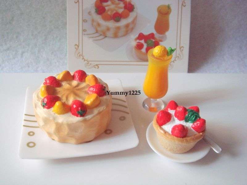 Miniature, Re-ment, Collectable Handmade Dollhouse Miniature - Cake Set with Punch