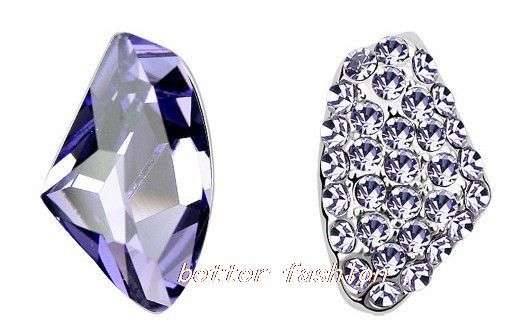 18K GP Rhinestone Crystal Purple Stud earrings