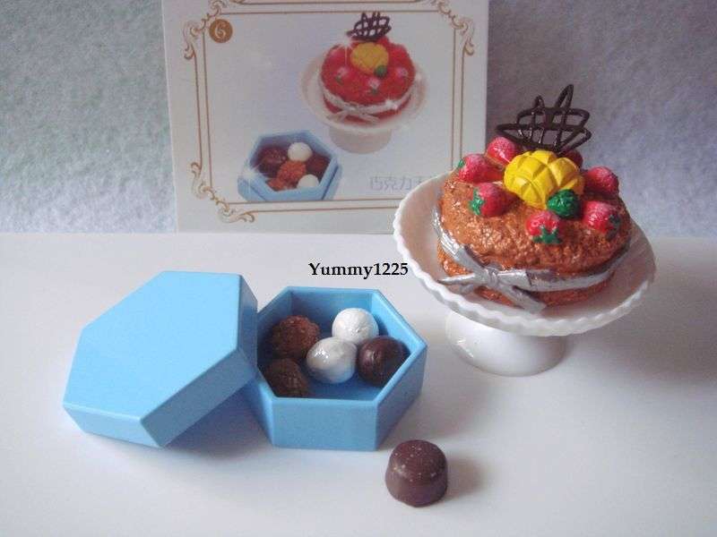 Miniature, Re-ment, Collectable Handmade Dollhouse Miniature - Cake and Box of Chocolates