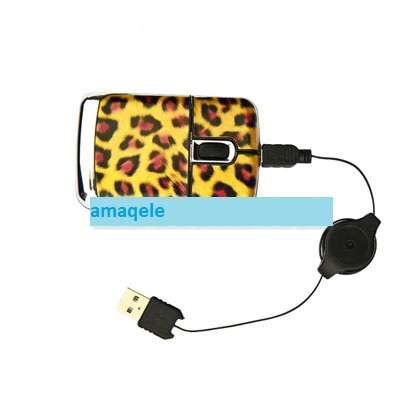 USB Mouse for PC / Laptop, retractable in Leopard Design
