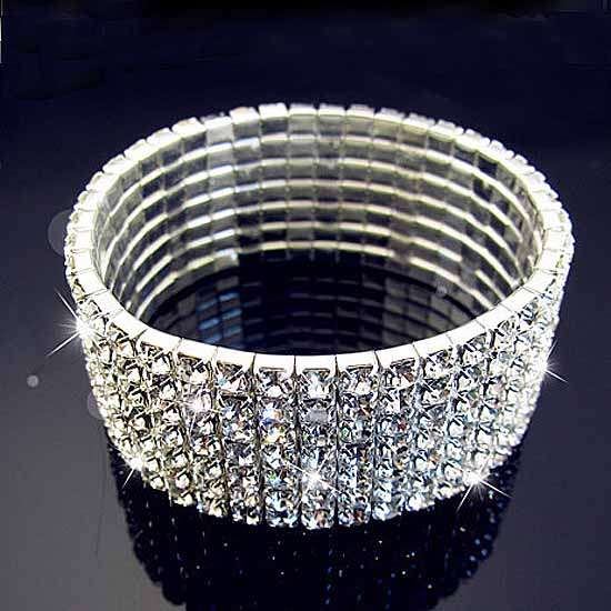 Rhinestone Bracelet - Austrian Crystals White 7 rows