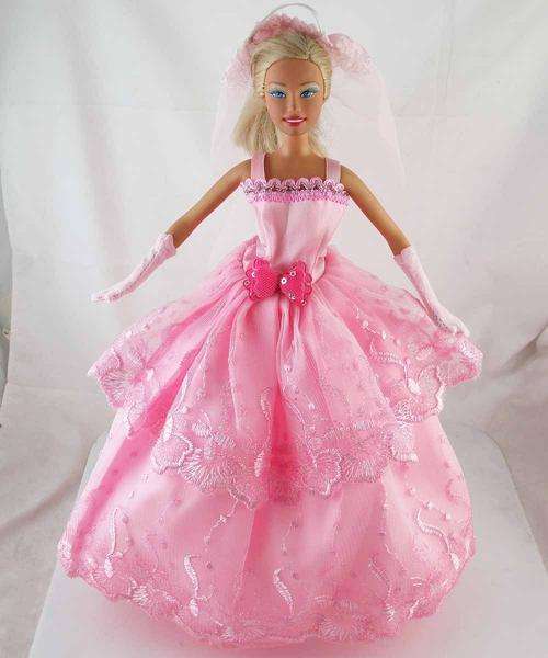 Barbie Fashion House -  Clothes, Handmade, Wedding Dress with Veil and Gloves