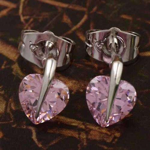 Earring - Swarovski Pink Heart Earring