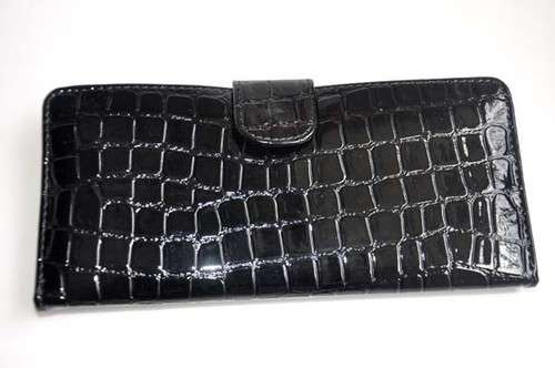Lovely Ladies Purse, Clutch Wallet, Card Holder - Deep Blue / nearly Black in Crocodile Pattern