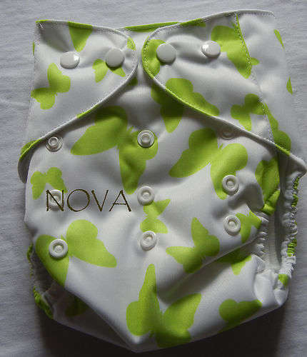 Hot New Baby Washable cloth babyland diaper nappy - Pattern: Green butterflies