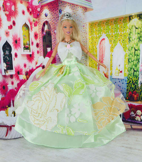 Barbie Fashion House -  Clothes, Handmade, Evening Dress / Gown Green