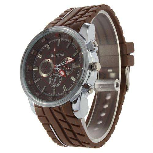 Watch - Big Watchface Brown with Silicone Watch Band - Silicone Sport Watch Unisex