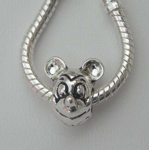 Bead - Mickey Mouse in Tibetan Silver