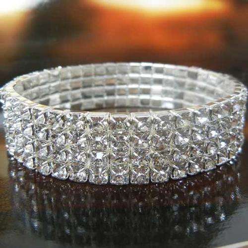 Rhinestone Bracelet - Austrian Crystals White 4 rows